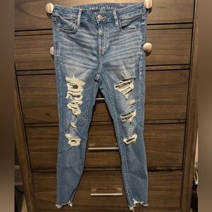 American Eagle Outfitters Ripped Blue Skinny Jeans